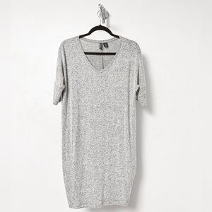 Paraphrase Fall Prep Casual‎ Chic Quart Sleeve Sweater Tunic Dress Heather Gray